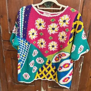 Vintage Colorful Patchwork Women's Sweater